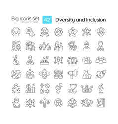 Diversity And Inclusion Linear Icons Set