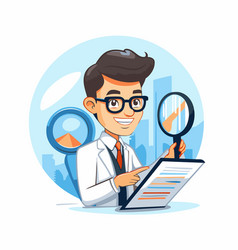 Doctor With Magnifying Glass And Clipboard