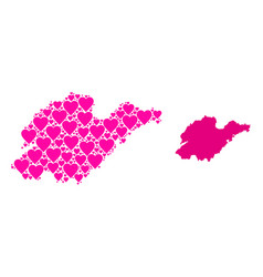 Pink Love Mosaic Map Shandong Province