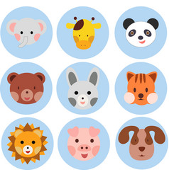 Cartoon Animal Bird Round Stickers Avatars Flat