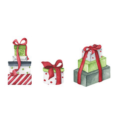 Christmas Gift Boxes With Bows Watercolor