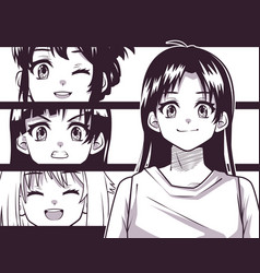 Four Women Anime Faces