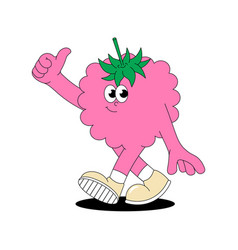 Fruit Summer Character Raspberry Retro Groovy