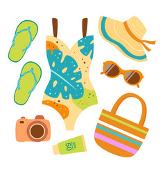 Summer Set Of Things For Beach