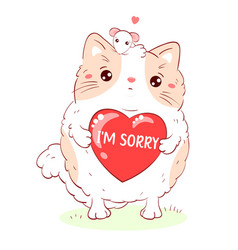 Apologize Card Sad Fat Cat And White Mouse