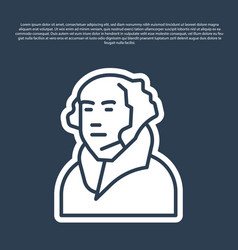 Blue Line George Washington Icon Isolated On