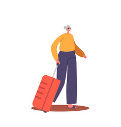 Elderly Woman Traveling With Luggage Senior