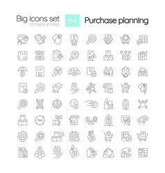 Procurement Planning Process Linear Icons Set