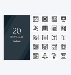 20 Web Design Outline Icon For Presentation