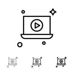 Laptop Play Video Bold And Thin Black Line Icon