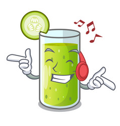 Listening Music Delicious Cucumber Juice On Table