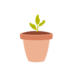 Small Sprout In A Flower Pot Hand Drawn