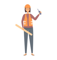 Walkie Talkie Engineer Icon Cartoon Woman