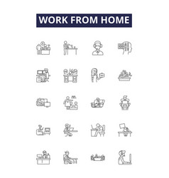 Work From Home Line Icons And Signs