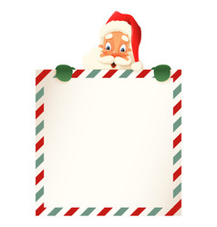 Cute Santa Claus Peeking On Top Letter