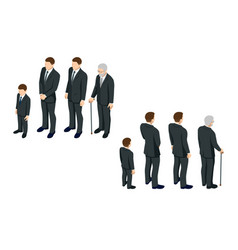 Isometric Men And A Child In Black Clothes Gre