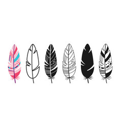 Feather Linear Icon Cartoon Symbol Set Colorful