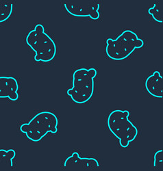 Green Line Potato Icon Isolated Seamless Pattern