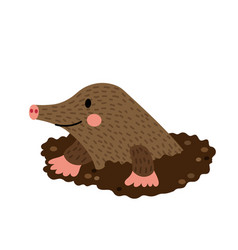 Mole Digging Out Dirt Animal Cartoon