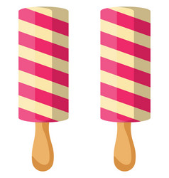 Strawberry Ice Cream On Stick On A White