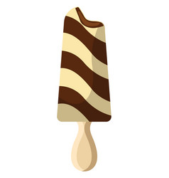 Chocolate Vanila Ice Cream On Stick On A White