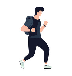 Man Running With Backpack