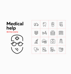 Medical Help Line Icon Set Doctor Hospital