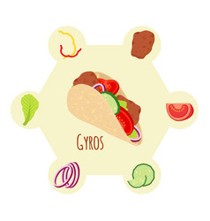 Gyros Ingredients Flat Style