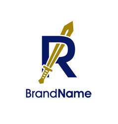 Elegant Initial R Sword Logo