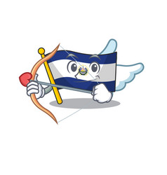 Cute Flag El Salvador Scroll Cupid Cartoon