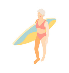 Elderly Woman Surfer Composition