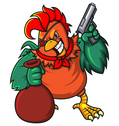 Robber Rooster Holding Gun