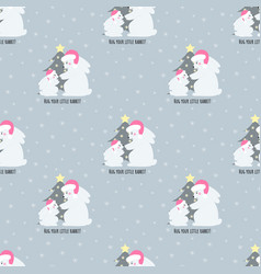 Seamless Merry Christmas Rabbit Pattern