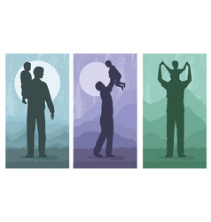 Three Fathers And Kids Silhouettes