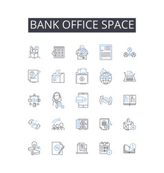 Bank Office Space Line Icons Collection