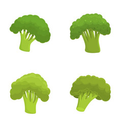 Broccoli Icons Set Cartoon Fresh Green