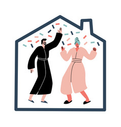 Couple In Home Clothing Dancing During Pajama