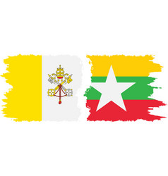 Myanmar And Vatican Grunge Flags Connection