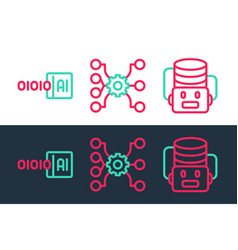 Set Line Artificial Intelligence Robot Binary