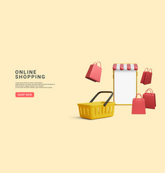 Store Banner With Phone Product Cart Gift Bags 3d