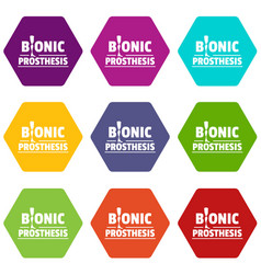 Bionic Prosthesis Icons Set 9