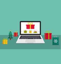 Christmas Shopping In Laptop Online Xmas Gift