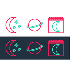 Set Line Moon Phases Calendar And Stars