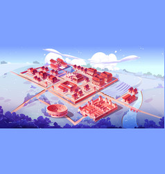 Ancient Rome Isometric Cartoon Winter Cityscape