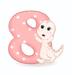 Cute Little Dinosaur With Alphabet Number 8