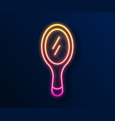 Glowing Neon Line Hand Mirror Icon Isolated