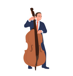 Jazz Man Musician Cartoon Character Playing Double