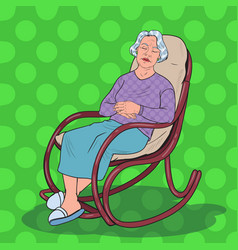 Pop Art Senior Woman Sleeping In Chair Grandmother