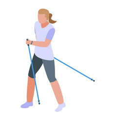 Female Nordic Walking Icon Isometric Style