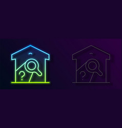 Glowing Neon Line Warehouse Check Icon Isolated